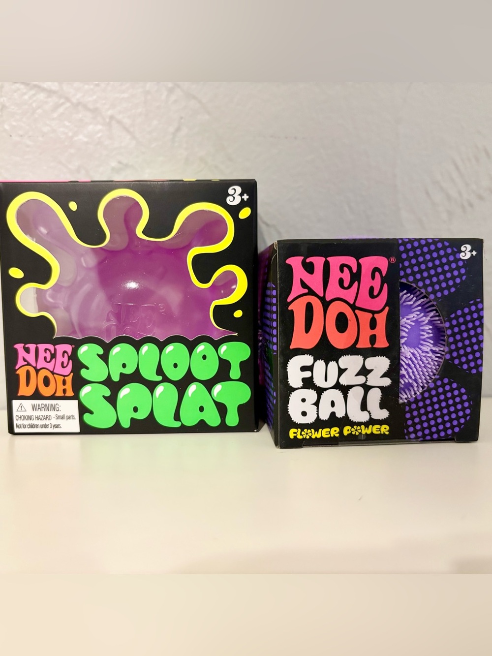 Schylling NeeDoh Purple Sploot Splat & Flower Power Fuzzball